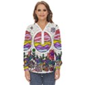 Rainbow Fun Cute Minimal Doodle Drawing Zip Up Long Sleeve Blouse View1