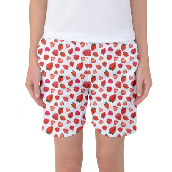 Watercolor Strawberry Women s Basketball Shorts