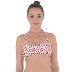 Watercolor Strawberry Halter Bandeau Bikini Top by SychEva