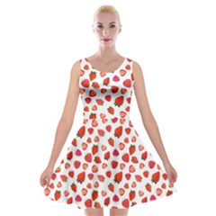 Watercolor Strawberry Velvet Skater Dress by SychEva