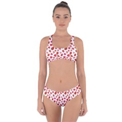 Watercolor Strawberry Criss Cross Bikini Set by SychEva