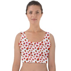 Watercolor Strawberry Velvet Crop Top by SychEva