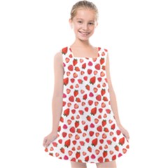 Watercolor Strawberry Kids  Cross Back Dress