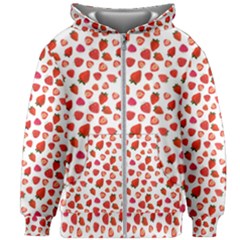 Watercolor Strawberry Kids  Zipper Hoodie Without Drawstring