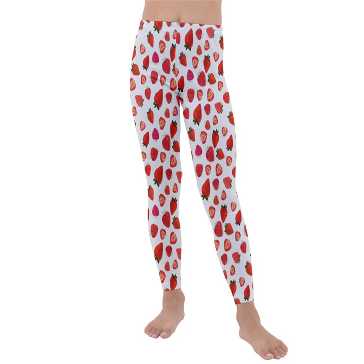 Watercolor Strawberry Kids  Lightweight Velour Leggings