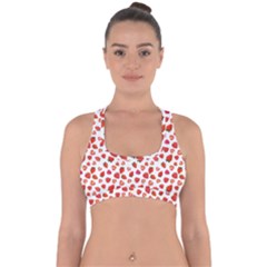 Watercolor Strawberry Cross Back Hipster Bikini Top  by SychEva