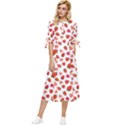 Watercolor Strawberry Bow Sleeve Chiffon Midi Dress View1