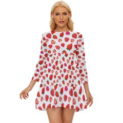 Watercolor Strawberry Long Sleeve Babydoll Dress