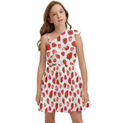 Watercolor Strawberry Kids  One Shoulder Party Dress