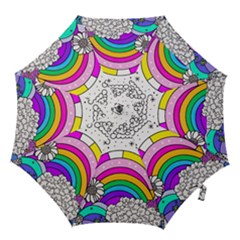 Rainbow Fun Cute Minimal Doodle Drawing 3 Hook Handle Umbrellas (medium)