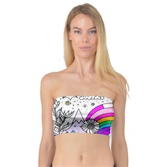 Rainbow Fun Cute Minimal Doodle Drawing 3 Bandeau Top