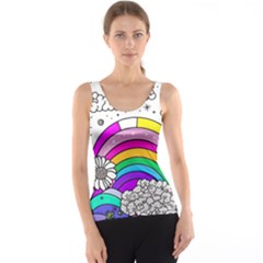 Rainbow Fun Cute Minimal Doodle Drawing 3 Tank Top