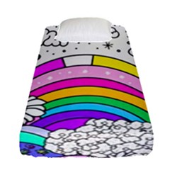 Rainbow Fun Cute Minimal Doodle Drawing 3 Fitted Sheet (single Size)