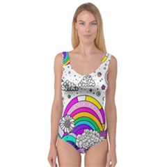 Rainbow Fun Cute Minimal Doodle Drawing 3 Princess Tank Leotard 