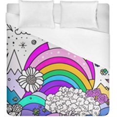 Rainbow Fun Cute Minimal Doodle Drawing 3 Duvet Cover (king Size)