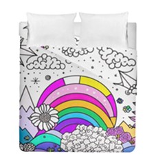 Rainbow Fun Cute Minimal Doodle Drawing 3 Duvet Cover Double Side (full/ Double Size)