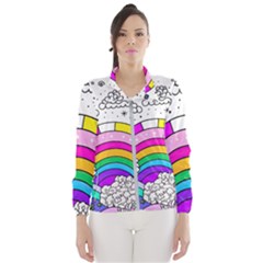 Rainbow Fun Cute Minimal Doodle Drawing 3 Women s Windbreaker by Jancukart