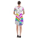 Rainbow Fun Cute Minimal Doodle Drawing 3 Short Sleeve V-neck Flare Dress View2