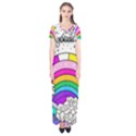 Rainbow Fun Cute Minimal Doodle Drawing 3 Short Sleeve Maxi Dress View1