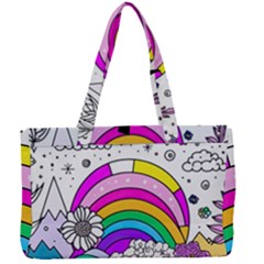 Rainbow Fun Cute Minimal Doodle Drawing 3 Canvas Work Bag