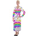 Rainbow Fun Cute Minimal Doodle Drawing 3 Velvet Maxi Wrap Dress View1