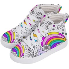 Rainbow Fun Cute Minimal Doodle Drawing 3 Kids  Hi-top Skate Sneakers