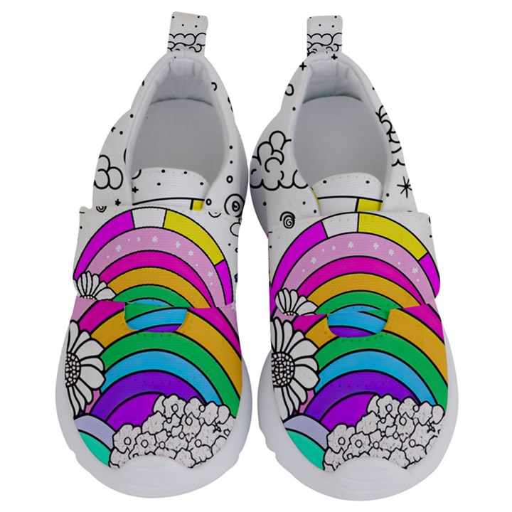 Rainbow Fun Cute Minimal Doodle Drawing 3 Kids  Velcro No Lace Shoes