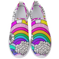 Rainbow Fun Cute Minimal Doodle Drawing 3 Men s Slip On Sneakers by Jancukart