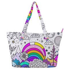 Rainbow Fun Cute Minimal Doodle Drawing 3 Full Print Shoulder Bag