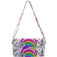 Rainbow Fun Cute Minimal Doodle Drawing 3 Removable Strap Clutch Bag