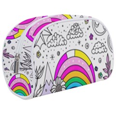 Rainbow Fun Cute Minimal Doodle Drawing 3 Make Up Case (medium)