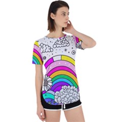 Rainbow Fun Cute Minimal Doodle Drawing 3 Perpetual Short Sleeve T-shirt