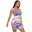 Rainbow Fun Cute Minimal Doodle Drawing 3 Draped Bodycon Dress View3