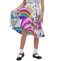 Rainbow Fun Cute Minimal Doodle Drawing 3 Kids  Ruffle Flared Wrap Midi Skirt View1