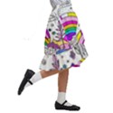 Rainbow Fun Cute Minimal Doodle Drawing 3 Kids  Ruffle Flared Wrap Midi Skirt View3