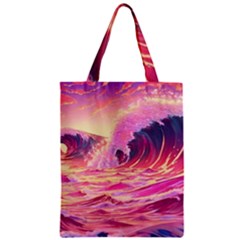 Waves Ocean Sea Tsunami Nautical 5 Zipper Classic Tote Bag by Jancukart