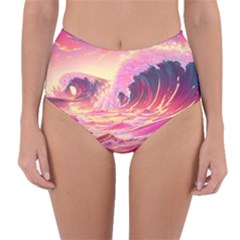 Waves Ocean Sea Tsunami Nautical 5 Reversible High-waist Bikini Bottoms by Jancukart