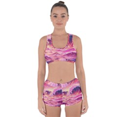 Waves Ocean Sea Tsunami Nautical 5 Racerback Boyleg Bikini Set