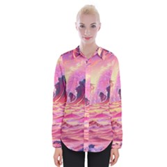 Waves Ocean Sea Tsunami Nautical 5 Womens Long Sleeve Shirt