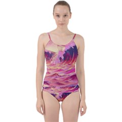 Waves Ocean Sea Tsunami Nautical 5 Cut Out Top Tankini Set by Jancukart