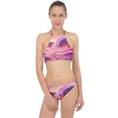 Waves Ocean Sea Tsunami Nautical 5 Racer Front Bikini Set by Jancukart