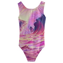 Waves Ocean Sea Tsunami Nautical 5 Kids  Cut-out Back One Piece Swimsuit by Jancukart