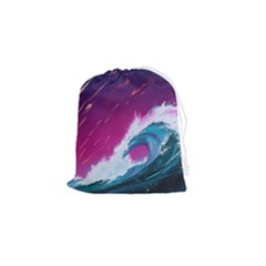 Tsunami Waves Ocean Sea Nautical Nature Water Unique Drawstring Pouch (small)