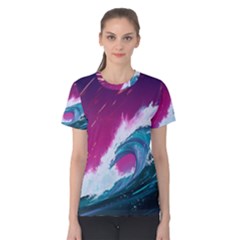 Tsunami Waves Ocean Sea Nautical Nature Water Unique Women s Cotton Tee