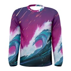 Tsunami Waves Ocean Sea Nautical Nature Water Unique Men s Long Sleeve Tee by Jancukart