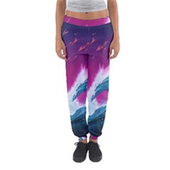 Tsunami Waves Ocean Sea Nautical Nature Water Unique Women s Jogger Sweatpants