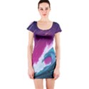 Tsunami Waves Ocean Sea Nautical Nature Water Unique Short Sleeve Bodycon Dress View1