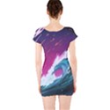 Tsunami Waves Ocean Sea Nautical Nature Water Unique Short Sleeve Bodycon Dress View2