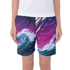 Tsunami Waves Ocean Sea Nautical Nature Water Unique Women s Basketball Shorts