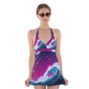 Tsunami Waves Ocean Sea Nautical Nature Water Unique Halter Dress Swimsuit  View1